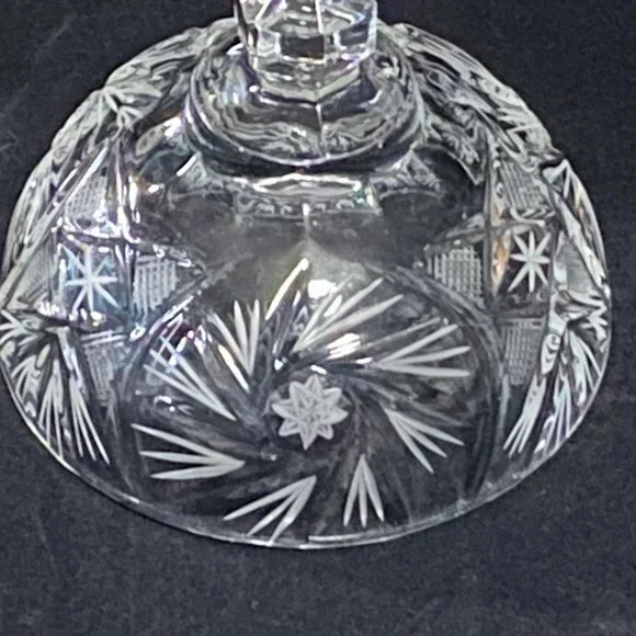 Eleanor American Cut Round Glass Cover Butter/Cheese Dish Pinwheel Fan Stars - Picture 10 of 11